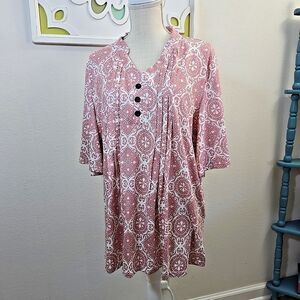 Hocosit Women's Size XL Stretchy Flutter Sleeve Shirt Shirt Tunic Blouse Pink